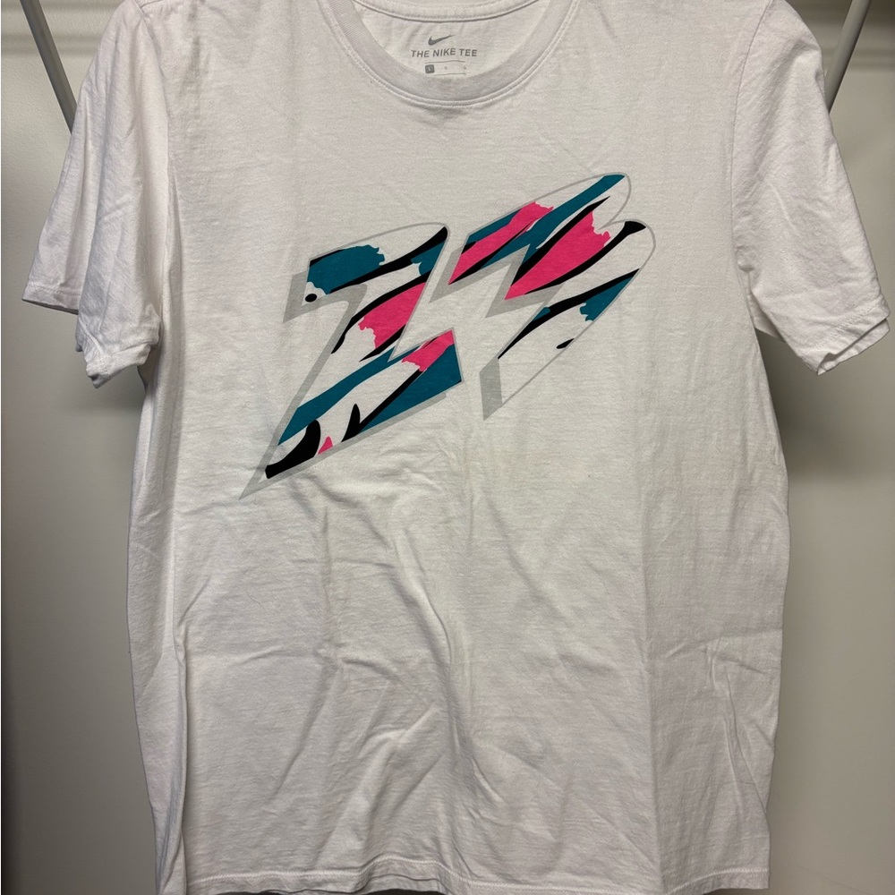 Nike White 23 Graphic Men's Tee Neon Pink and blue Miami Vice style